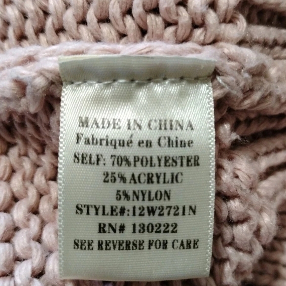 Altar'd State Womens Cardigan Sweater Sz S Mauve 3D Floral Appliqués Chunky Knit - Picture 5 of 6